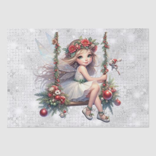 Silver Glitzer Background Christmas Fairy Seidenpapier (Vorderseite)