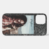 Silver Glitzer Background Individuelle Name Foto S Case-Mate iPhone Hülle (Rückseite (Horizontal))