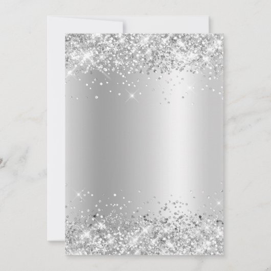 Silver Glitzer Bale Gray Gradient Einladung (Rückseite)
