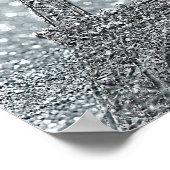 Silver Glitzer & Balloons Paris Eiffel Tower Party Poster (Ecke)