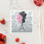 Silver Glitzer & Balloons Paris Eiffel Tower Party Serviette (Beispiel)