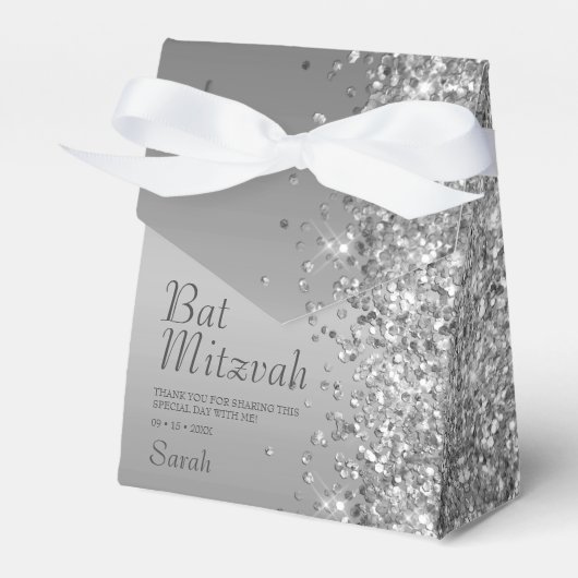 Silver Glitzer Bat Mitzvah Geschenkschachtel (Vorderseite)