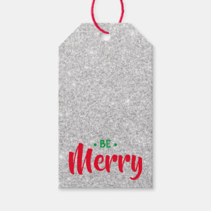 Silver Glitzer Be Frohe Weihnachtsgeschenke Tag Geschenkanhänger