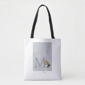Silver Glitzer Beagle Dog Lover Custom Monogram Tasche (Vorderseite)