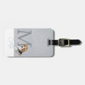 Silver Glitzer Beagle Hund liebt benutzerdefiniert Gepäckanhänger (Vorderseite horizontal)