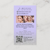 Silver Glitzer Beauty Makeup Artist Fotos QR Code Visitenkarte (Rückseite)