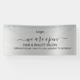 Silver Glitzer Beauty Salon Banner