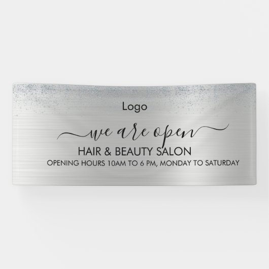 Silver Glitzer Beauty Salon Banner (Horizontal)
