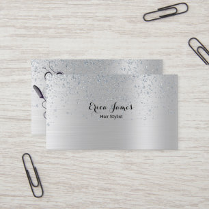 Silver Glitzer Beauty Salon Business Card Visitenkarte