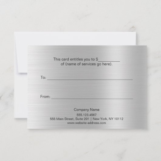 Silver Glitzer Beauty Salon Geschenkgutschein (Rückseite)