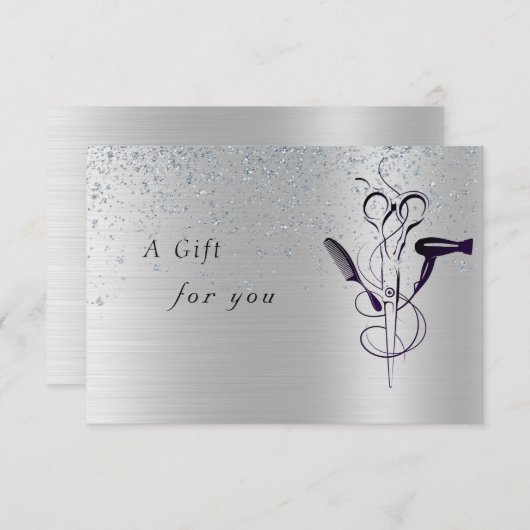 Silver Glitzer Beauty Salon Geschenkgutschein (Vorne/Hinten)