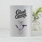 Silver Glitzer Beauty Salon Grand Opening Einladung (Stehend Vorderseite)