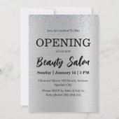 Silver Glitzer Beauty Salon Grand Opening Einladung (Rückseite)