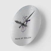 Silver Glitzer Beauty Salon Runde Wanduhr (Winkel)