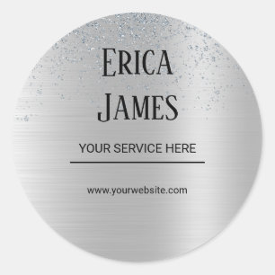 Silver Glitzer Beauty Salon Runder Aufkleber