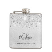 Silver Glitzer Best Friends Monogram Flachmann (Vorderseite)