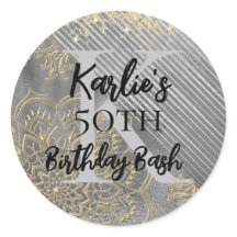 Silver Glitzer Birthday Mandala Monogram