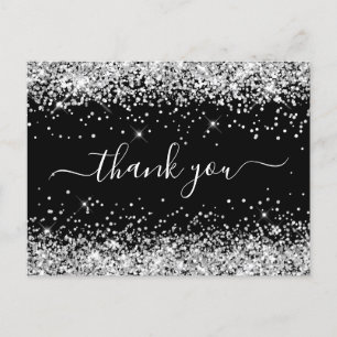Silver Glitzer Black 40. Geburtstag Vielen Dank Postkarte