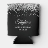 Silver Glitzer Black 50. Geburtstag Dosenkühler (Vorderseite)