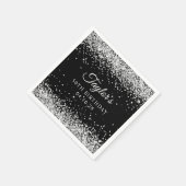 Silver Glitzer Black 50. Geburtstag Serviette (Ecke)
