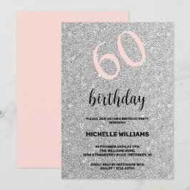 Silver Glitzer Black Blush Calligraphy Geburtstag Einladung