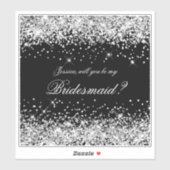 Silver Glitzer Black Bridesmaid Vorschlag Geschenk Aufkleber (Blatt)