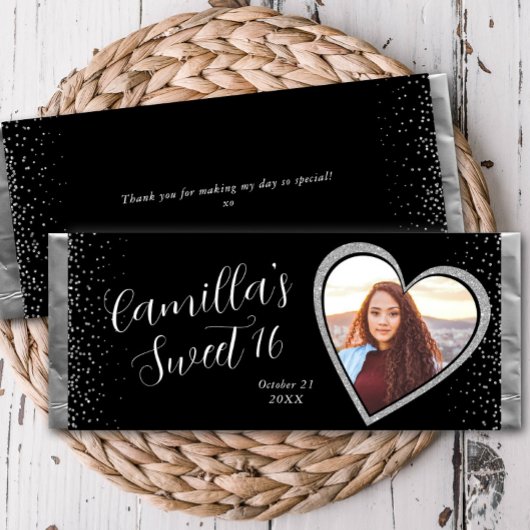 Silver Glitzer Black Custom Candy Bar Wrapper