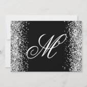 Silver Glitzer Black Extravagant Monogram 21. Gebu Einladung (Rückseite)