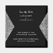 Silver Glitzer & Black Foto Wedding Rettete die Da Magnet (Vorne)