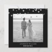 Silver Glitzer & Black Foto Wedding Save The Date (Rückseite)