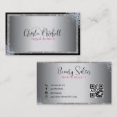 Silver Glitzer Black Frame Business Card Visitenkarte (Vorne/Hinten)