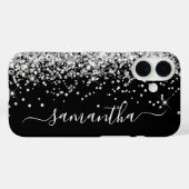 Silver Glitzer Black Girly Signature Case-Mate iPhone Hülle (Rückseite (Horizontal))