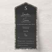 Silver Glitzer & Black Glam Modernes Abendessen All In One Einladung (Innen Boden)