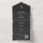 Silver Glitzer & Black Glam QR Code All In One Einladung (Innen Boden)