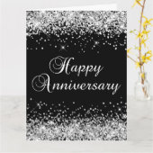 Silver Glitzer Black Happy Jubiläum Karte (Gelbe Blume)