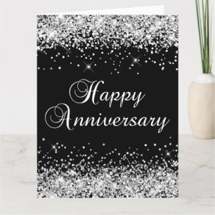Silver Glitzer Black Happy Jubiläum Karte