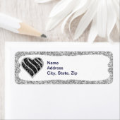 Silver Glitzer Black Heart Address Labels (Insitu)