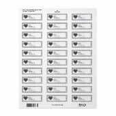Silver Glitzer Black Heart Address Labels (Vorne)