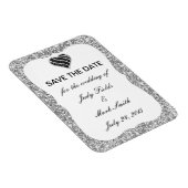 Silver Glitzer Black Heart Save the Date Magnet (Rechte Seite)