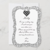Silver Glitzer Black Heart Trauzeugin Card Einladung (Vorderseite)