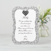 Silver Glitzer Black Heart Trauzeugin Card Einladung (Stehend Vorderseite)