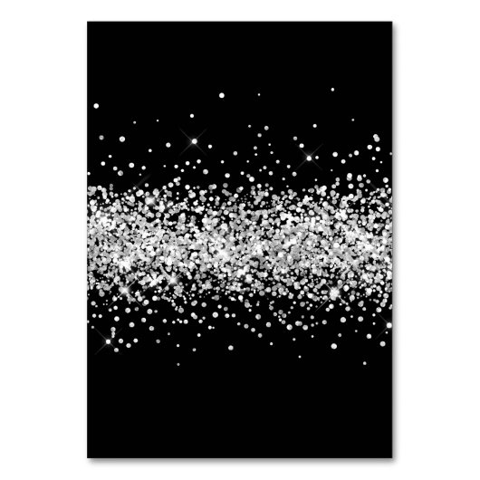 Silver Glitzer Black Individual Name Platzkarten Tischnummer (Rückseite)