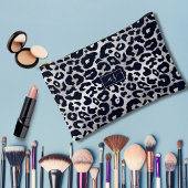 Silver Glitzer Black Leopard Print Mit Monogramm Zubehörtasche