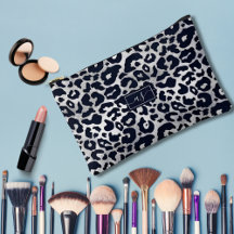 Silver Glitzer Black Leopard Print Mit Monogramm