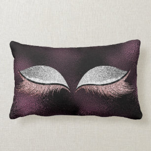 Silver Glitzer Black Makeup Lashes Lila Glas Lendenkissen