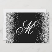 Silver Glitzer Black Monogram 50. Geburtstag Einladung (Rückseite)