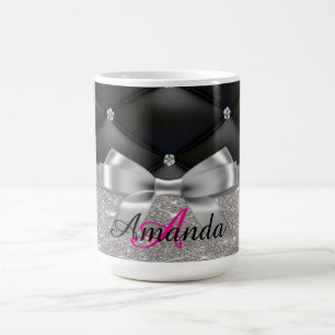 Silver Glitzer Black Monogram Electronics Bag Kaffeetasse