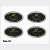 Silver Glitzer Black Product Labels Ladybug Leaf Ovaler Aufkleber (Blatt)