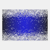 Silver Glitzer Black Royal Blue Ombre Geschenkpapier Set (Vorderseite 2)
