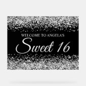 Silver Glitzer Black Sweet 16 Acrylschild (Vorderseite)